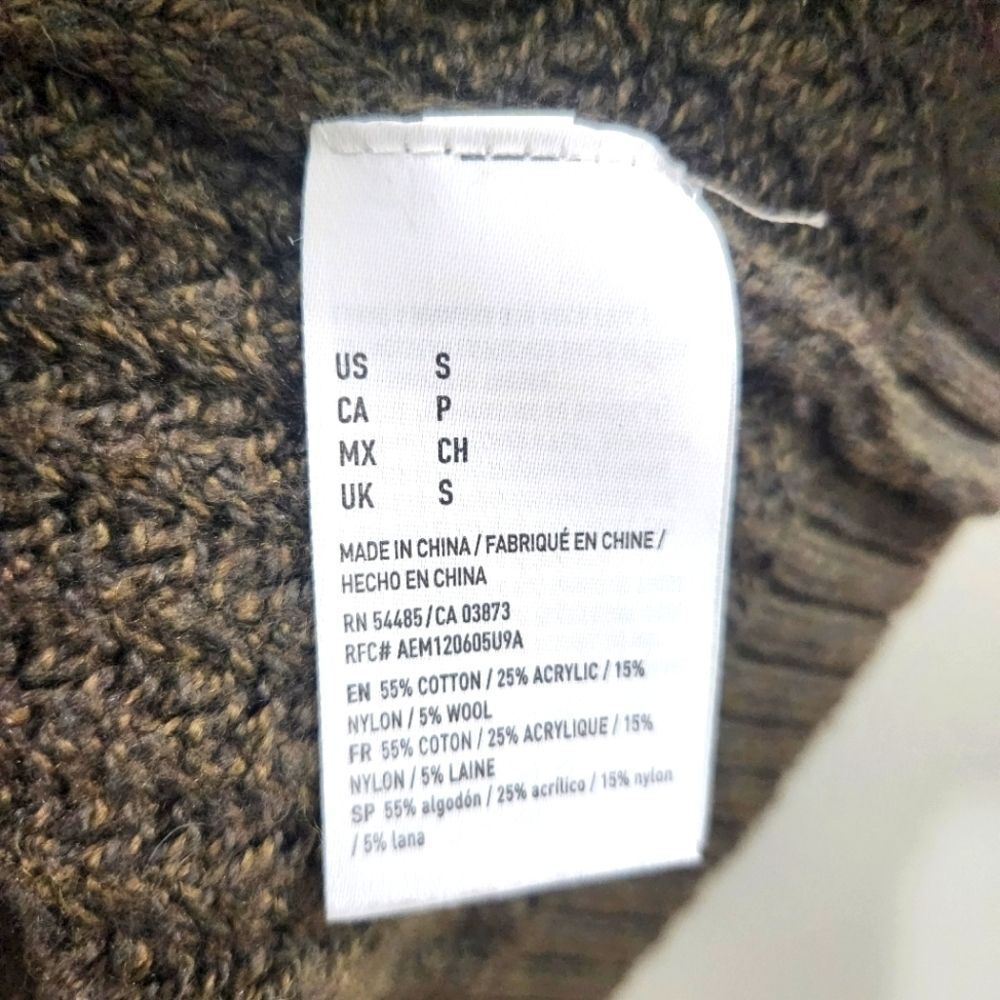 American Eagle S Olive Green Cable Knit Sweater Wool Blend Pullover Fall - Picture 5 of 6